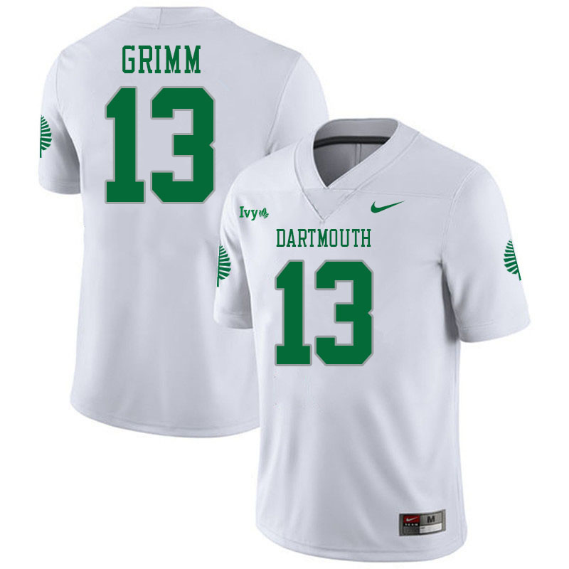 Dartmouth Big Green #13 Tyson Grimm College Football Jerseys,Uniforms Stitched-White